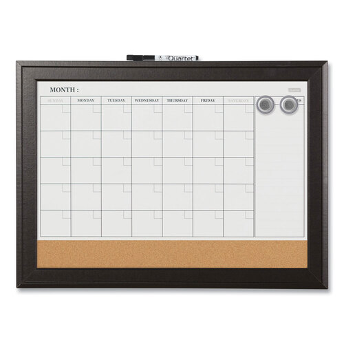 QRT79275 - Quartet - Home Decor Magnetic Combo Dry Erase Board with Cork Board on Bottom, 23 x 17, White/Natural Surface, Espresso Wood Frame