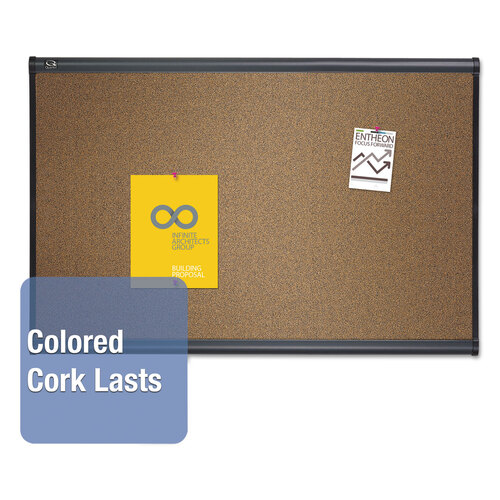 QRTB244G - Quartet - Prestige Bulletin Board, Brown Graphite-Blend Surface, 48 x 36, Graphite Gray Aluminum Frame