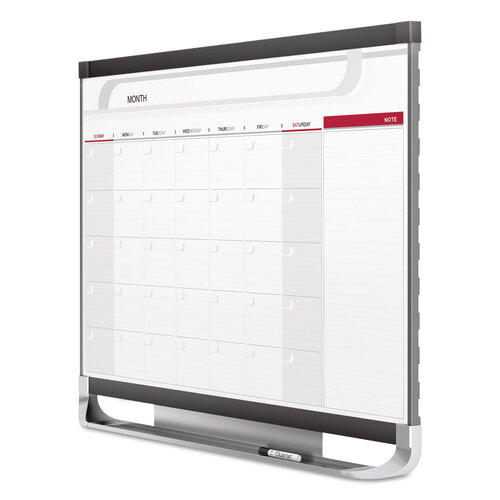 QRTCP32P2 - Quartet - Prestige 2 Magnetic Total Erase Monthly Calendar, 36 x 24, White Surface, Graphite Fiberboard/Plastic Frame