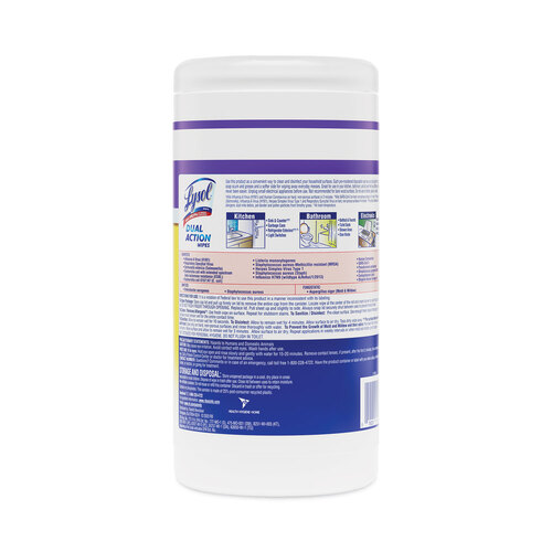 RAC81700 - Reckitt Benckiser - Reckitt Benckiser Dual Action Disinfecting Wipes, 7 x 7.5, Citrus, White/Purple, 75/Canister