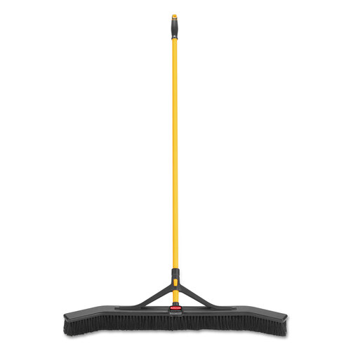 RCP2018728 - Rubbermaid Commercial - Maximizer Push-to-Center Broom, Poly Bristles, 36 x 58.13, Steel Handle, Yellow/Black