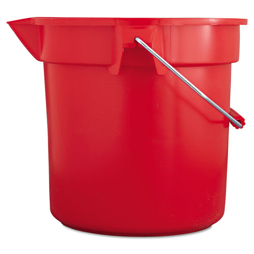 RCP2614RED - Rubbermaid Commercial - BRUTE Round Utility Pail, 14 qt, Plastic, Red, 12&quot; dia