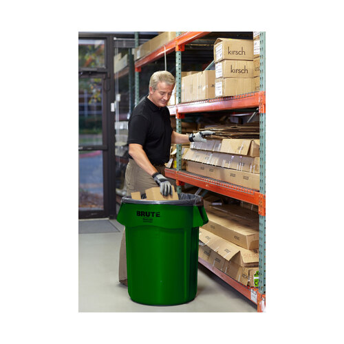 RCP2632DGR - Rubbermaid Commercial - Vented Round Brute Container, 32 gal, Plastic, Dark Green