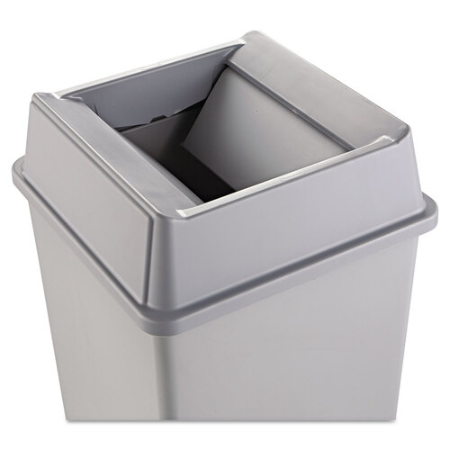 RCP2664GRAY - Rubbermaid Commercial - Untouchable Square Swing Top Lid, Plastic, 20.13w x 20.13d x 6.25h, Gray