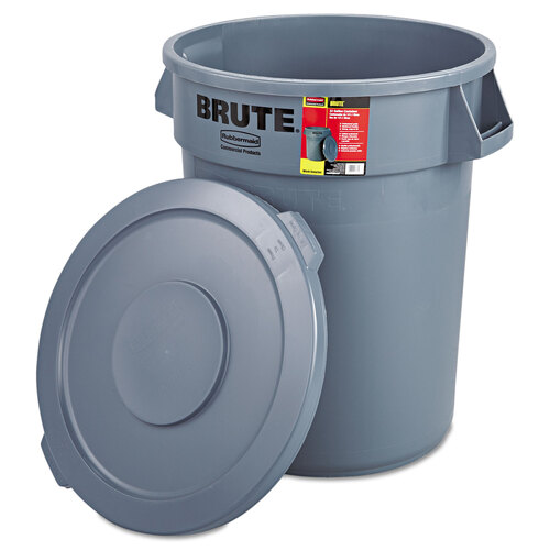 RCP863292GRA - Rubbermaid Commercial - Brute Container with Lid, 32 gal, Plastic, Gray