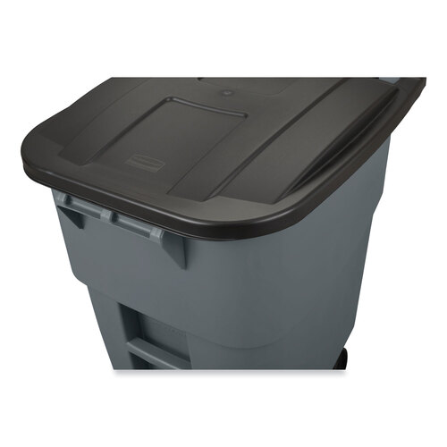 RCP9W27GY - Rubbermaid Commercial - Square Brute Rollout Container, 50 gal, Molded Plastic, Gray