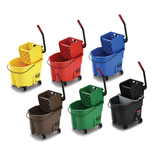RCPFG757788YEL - Rubbermaid Commercial - WaveBrake 2.0 Bucket/Wringer Combos, Down-Press, 35 qt, Plastic, Yellow