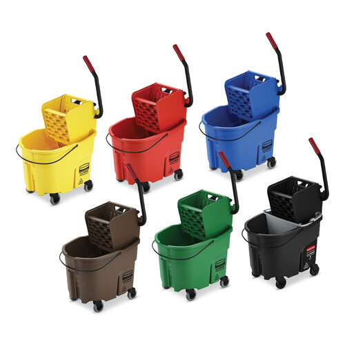 RCPFG758888RED - Rubbermaid Commercial - WaveBrake 2.0 Bucket/Wringer Combos, Side-Press, 35 qt, Plastic, Red