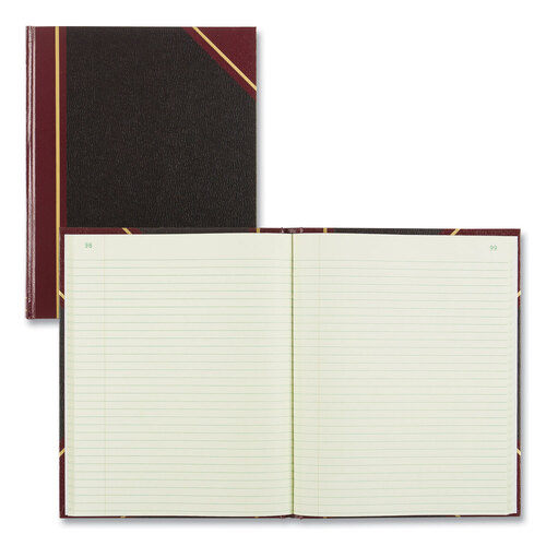 RED56211 - National Brand - Texthide Eye-Ease Record Book, Black/Burgundy/Gold Cover, 10.38 x 8.38 Sheets, 150 Sheets/Book