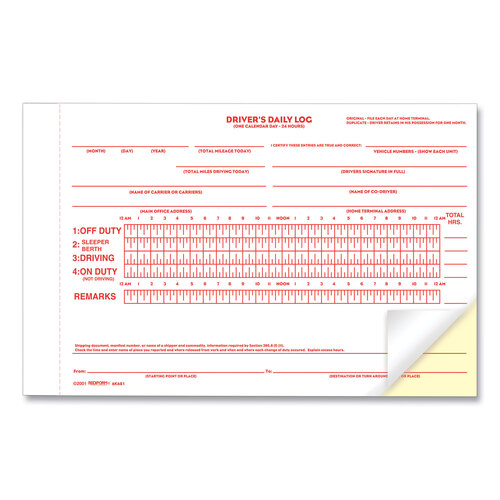 RED6K681 - Rediform - Driver&#39;s Daily Log Book with Daily Record and Hours Summary, Two-Part Carbonless, 7.88 x 5.5, 31 Forms Total