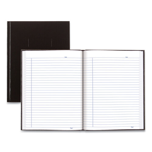 REDA9 - Blueline - Business Notebook with Self-Adhesive Labels, 1 Subject, Medium/College Rule, Black Cover, 9.25 x 7.25, 192 Sheets