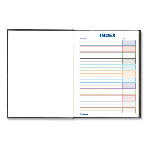 REDA9 - Blueline - Business Notebook with Self-Adhesive Labels, 1 Subject, Medium/College Rule, Black Cover, 9.25 x 7.25, 192 Sheets
