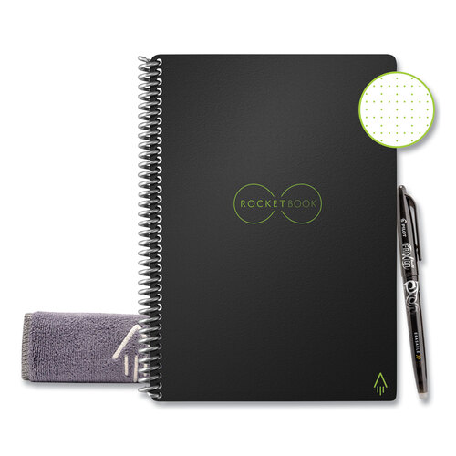 RKBERCAFR - Rocketbook - Core Smart Notebook, Dotted Rule, Black Cover, (18) 8.8 x 6 Sheets