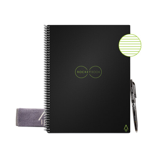 RKBEVR2LRCA - Rocketbook - Core Smart Notebook, Medium/College Rule, Black Cover, (16) 11 x 8.5 Sheets