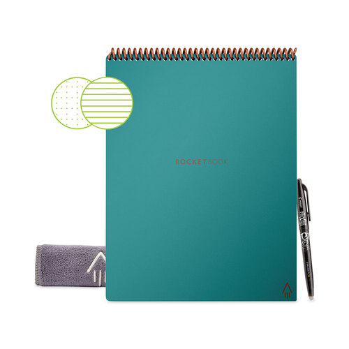 RKBFLPLRCCCE - Rocketbook - Flip Smart Notepad, Teal Cover, Lined/Dot Grid Rule, 8.5 x 11, White, 16 Sheets