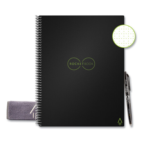 RKBLRCAFR - Rocketbook - Core Smart Notebook, Dotted Rule, Black Cover, (16) 11 x 8.5 Sheets