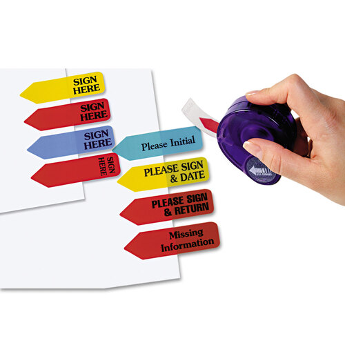 RTG81014 - Redi Tag - Arrow Message Page Flags in Dispenser, &quot;Sign Here&quot;, Yellow, 120 Flags/Pack