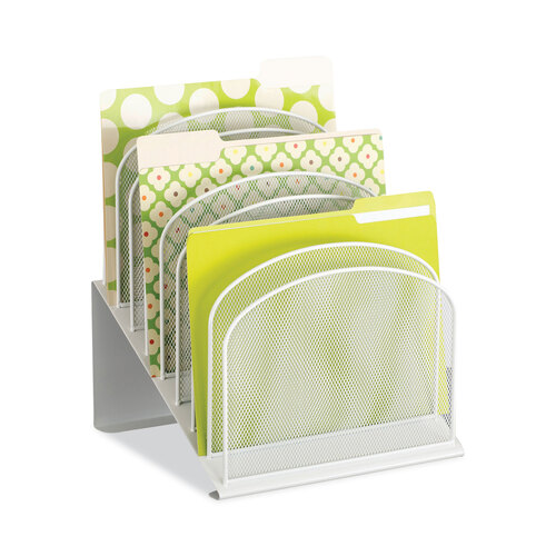 SAF3258WH - Safco - Onyx Mesh Desk Organizer with Tiered Sections, 8 Sections, Letter to Legal Size Files, 11.75&quot; x 10.75&quot; x 14&quot;, White