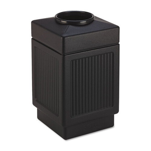 SAF9475BL - Safco - Canmeleon Recessed Panel Receptacles, Top-Open, 38 gal, Polyethylene, Black
