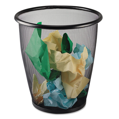 SAF9717BL - Safco - Onyx Round Mesh Wastebaskets, 5 gal, Steel Mesh, Black