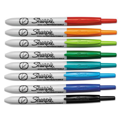 SAN1742025 - Sanford - Retractable Permanent Marker, Extra-Fine Needle Tip, Assorted Colors, 8/Set