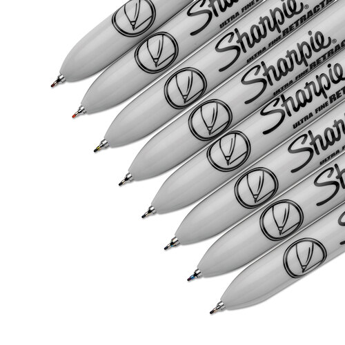 SAN1742025 - Sanford - Retractable Permanent Marker, Extra-Fine Needle Tip, Assorted Colors, 8/Set