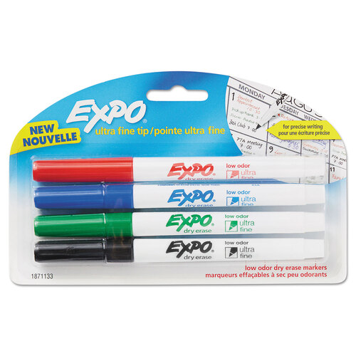 Expo Odor Dry Erase Markers, Assorted Colors, Pack of 18 Low Odor