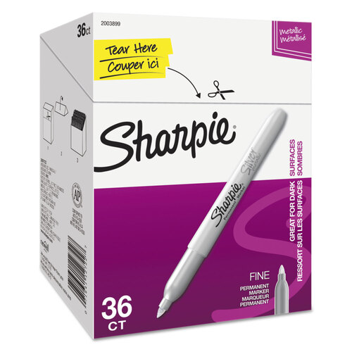 SAN2003899 - Sharpie - Metallic Fine Point Permanent Marker Value Pack, Fine Bullet Tip, Metallic Silver, 36/Pack