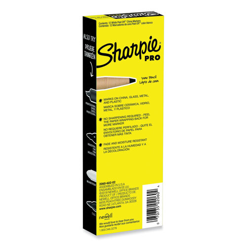 Sharpie Peel-Off China Marker, White, 12-Count