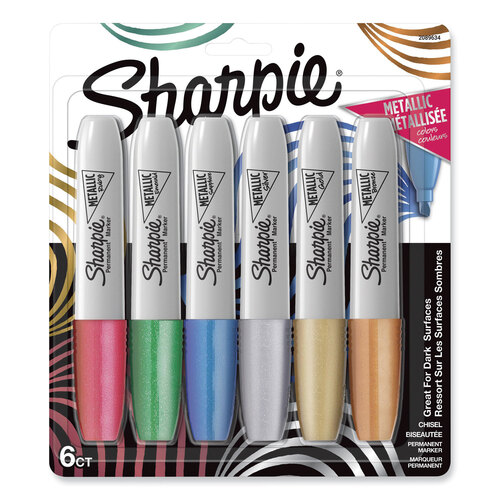 Sharpie Metallic Permanent Markers Fine Point Assorted Colors 6-Count