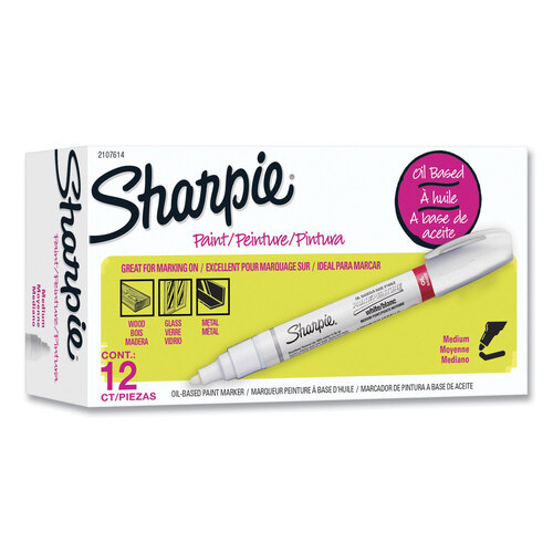 SAN2107614 - Parker - Permanent Paint Marker, Medium Bullet Tip, White, Dozen