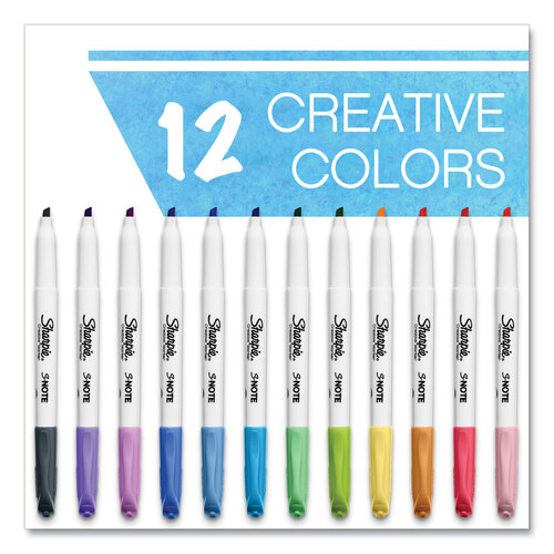 SAN2117329 - Sanford - S-Note Creative Markers, Assorted Ink Colors, Chisel Tip, Assorted Barrel Colors, 12/Pack