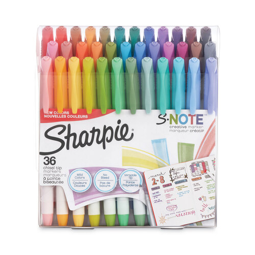 SAN2148154 - Sanford - S-Note Creative Markers, Assorted Ink Colors, Bullet/Chisel Tip, Assorted Barrel Colors, 36/Pack