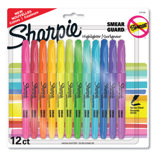 Highlighters, Narrow Chisel Tips, 6 Assorted Colors - Set of 30