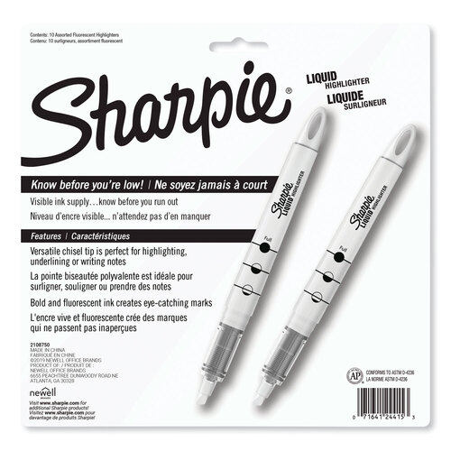 SAN24415PP - Sanford - Liquid Pen Style Highlighters, Assorted Ink Colors, Chisel Tip, Assorted Barrel Colors, 10/Set