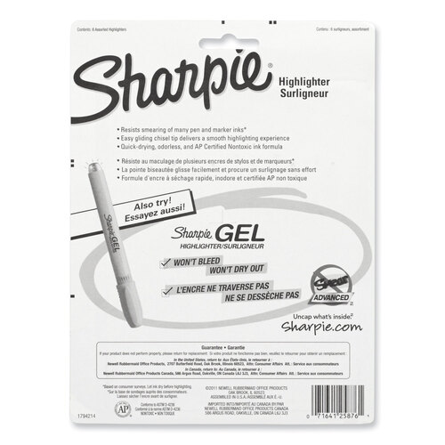 SAN25876PP - Sanford - Accent Tank Style Highlighter, Chisel Tip, Assorted Colors, 6/Set