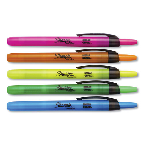 SAN28101 - Sanford - Retractable Highlighters with Storage Pouch, Assorted Ink Colors, Chisel Tip, Assorted Barrel Colors, 8/Set