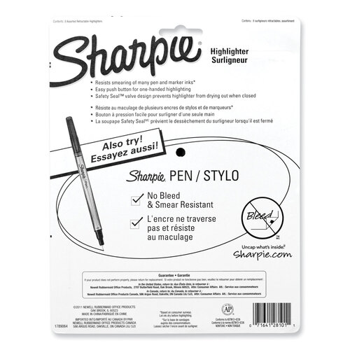 SAN28101 - Sanford - Retractable Highlighters with Storage Pouch, Assorted Ink Colors, Chisel Tip, Assorted Barrel Colors, 8/Set