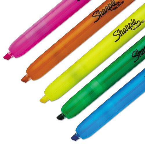 SAN28175PP - Sanford - Retractable Highlighters, Assorted Ink Colors, Chisel Tip, Assorted Barrel Colors, 5/Set