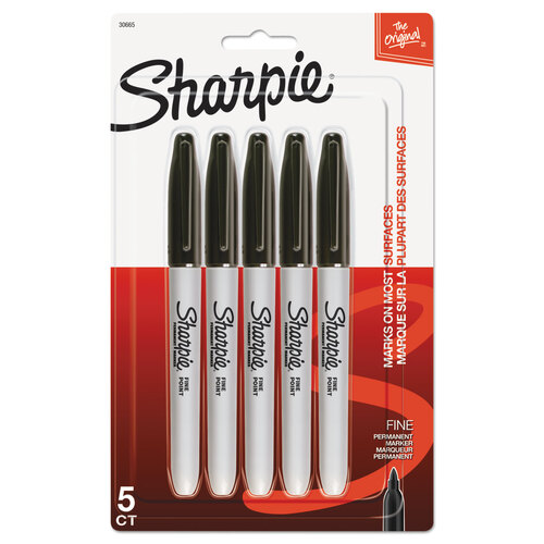 6 Sharpie Markers Fine Point Tip Black 6-Count Permanent 30001