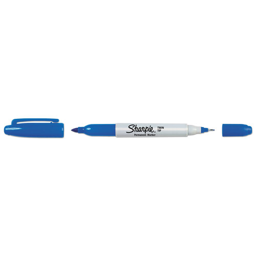 SAN32003 - Sanford - Sanford Twin-Tip Permanent Marker, Extra-Fine/Fine Bullet Tips, Blue, Dozen