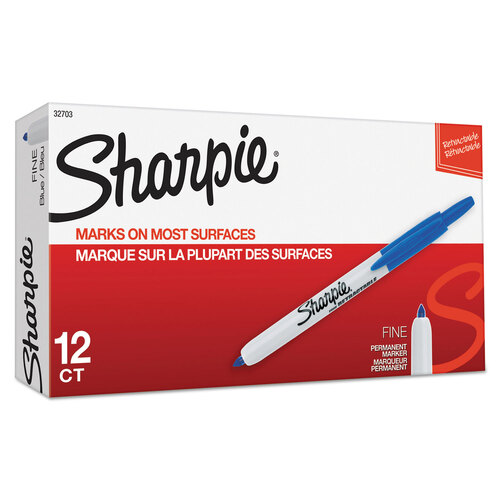 SAN32703 - Sharpie - Retractable Permanent Marker, Fine Bullet Tip, Blue