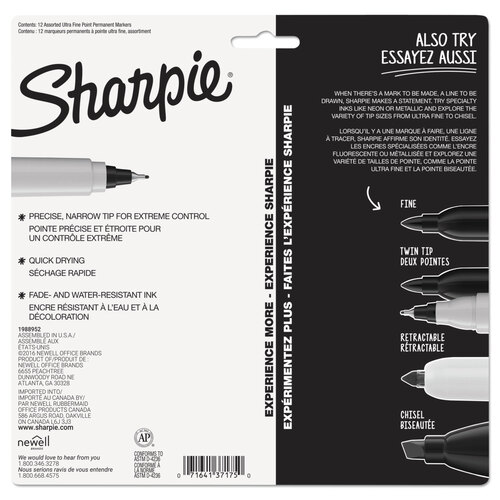 Sharpie Ultra Fine Tip Permanent Marker, Extra-Fine Needle Tip, Red, Dozen  (37002)