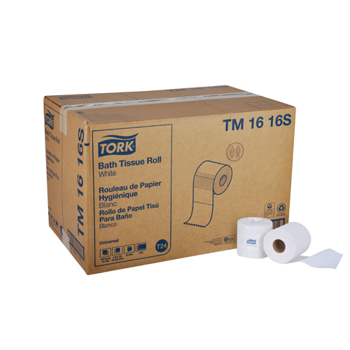 Tork Universal TM1616S Bath Tissue Roll 2-Ply White Case  of 96 Rolls, 500 per Roll, 48,000 Sheets 4 Width x 3.75 Length 
