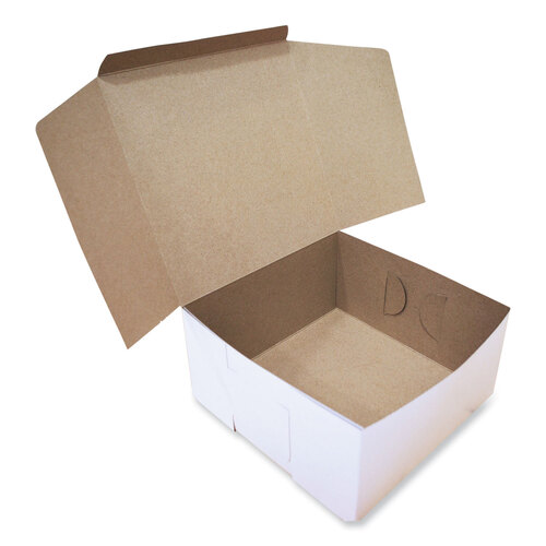 SCH1576 - Southern Champion - White One-Piece Non-Window Bakery Boxes, Standard, 10 x 10 x 5, White/Kraft, Paper, 100/Bundle
