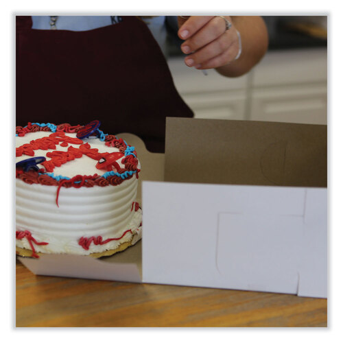 SCH1576 - Southern Champion - White One-Piece Non-Window Bakery Boxes, Standard, 10 x 10 x 5, White/Kraft, Paper, 100/Bundle