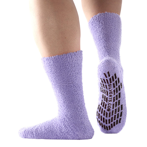 BettyMills: Fuzzy Gripper Socks - Silverts 19141