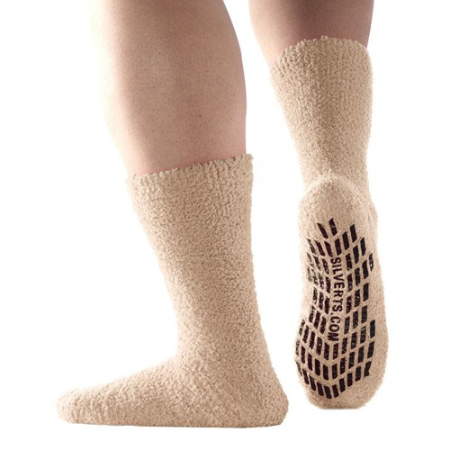 Silvert's Men & Women Slipper Sock Non-Skid Socks, One Size, Blue 