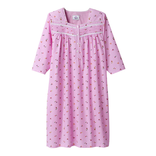 BettyMills: Women's 3/4 Long Sleeve Cotton Hospital Nightgown ...