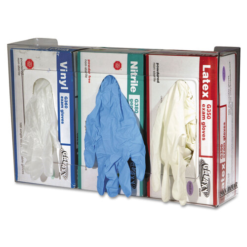 SJMG0805 - San Jamar - Clear Plexiglas Disposable Glove Dispenser, Three-Box, 16-1/2w x 3-3/4d x 10h